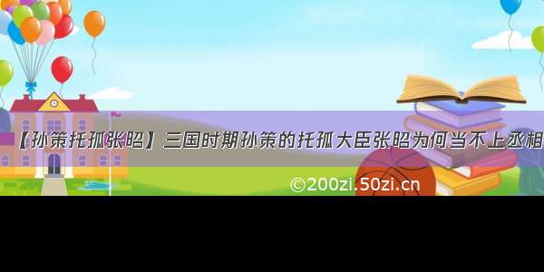 【孙策托孤张昭】三国时期孙策的托孤大臣张昭为何当不上丞相