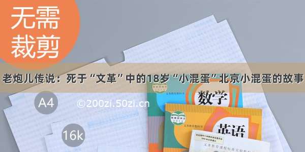 老炮儿传说：死于“文革”中的18岁“小混蛋”北京小混蛋的故事