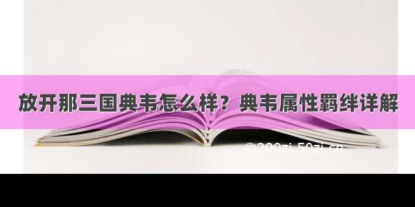 放开那三国典韦怎么样？典韦属性羁绊详解