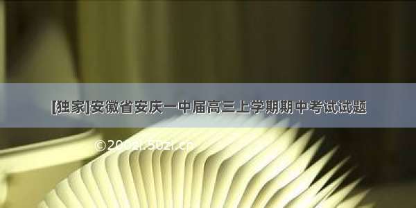 [独家]安徽省安庆一中届高三上学期期中考试试题