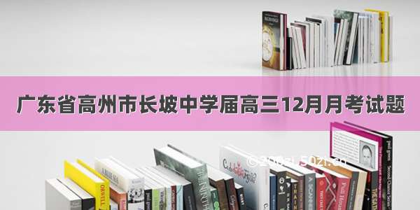 广东省高州市长坡中学届高三12月月考试题