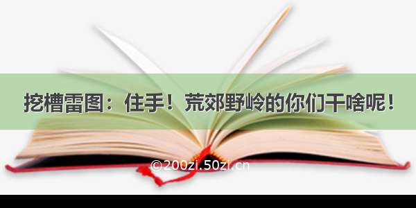 挖槽雷图：住手！荒郊野岭的你们干啥呢！