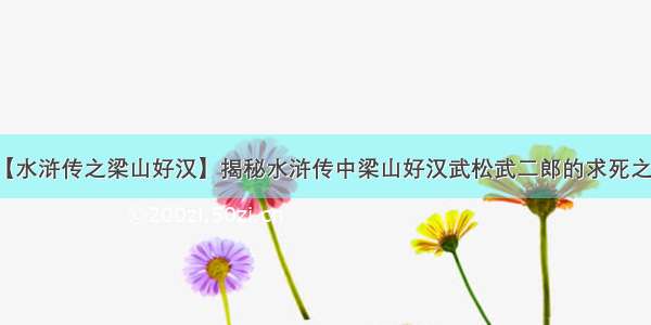 【水浒传之梁山好汉】揭秘水浒传中梁山好汉武松武二郎的求死之路