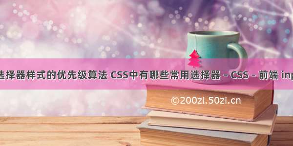 css的高级选择器样式的优先级算法 CSS中有哪些常用选择器 – CSS – 前端 input样式 css