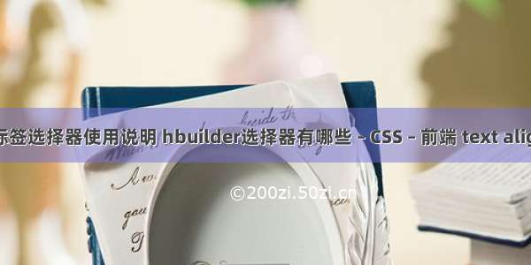 css3标签选择器使用说明 hbuilder选择器有哪些 – CSS – 前端 text align css