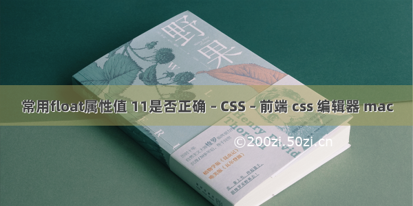 常用float属性值 11是否正确 – CSS – 前端 css 编辑器 mac