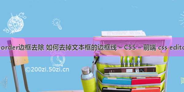 border边框去除 如何去掉文本框的边框线 – CSS – 前端 css editor