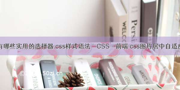 css3有哪些实用的选择器 css样式语法 – CSS – 前端 css图片居中自适应大小