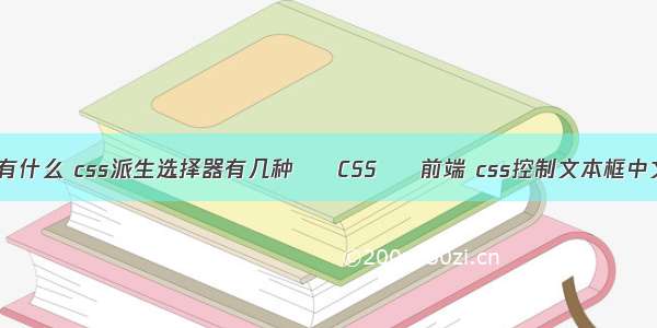 css常见选择器有什么 css派生选择器有几种 – CSS – 前端 css控制文本框中文字的左右间距