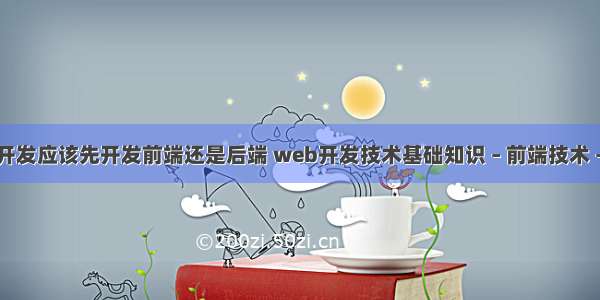 网站开发应该先开发前端还是后端 web开发技术基础知识 – 前端技术 – 前端