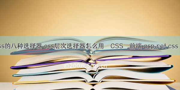 css的八种选择器 css层次选择器怎么用 – CSS – 前端 asp.net css js