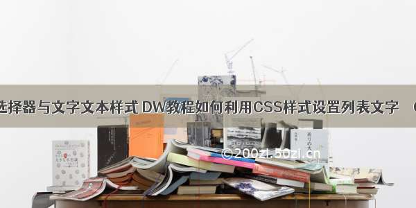 css基础选择器与文字文本样式 DW教程如何利用CSS样式设置列表文字 – CSS – 前