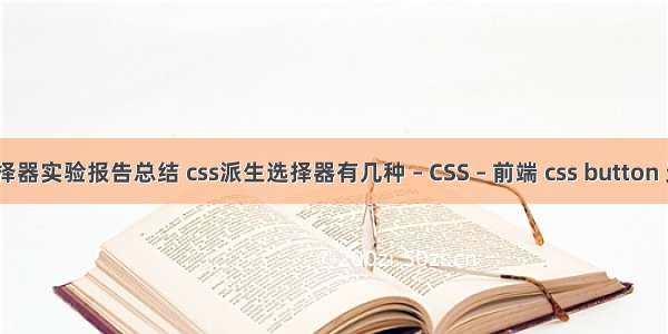 css选择器实验报告总结 css派生选择器有几种 – CSS – 前端 css button 无样式