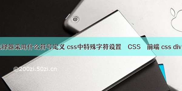 css类选择器采用什么符号定义 css中特殊字符设置 – CSS – 前端 css div 无边框