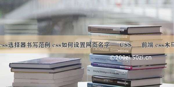 css选择器书写范例 css如何设置网页名字 – CSS – 前端 css木马