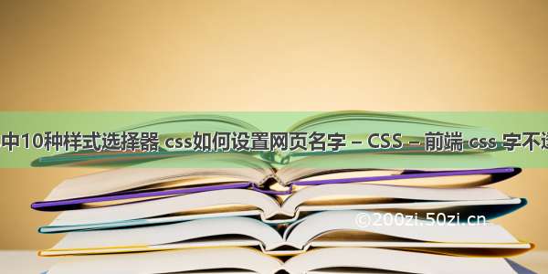 css中10种样式选择器 css如何设置网页名字 – CSS – 前端 css 字不透明