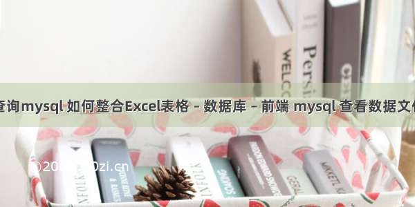 组合查询mysql 如何整合Excel表格 – 数据库 – 前端 mysql 查看数据文件位置