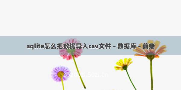 sqlite怎么把数据导入csv文件 – 数据库 – 前端