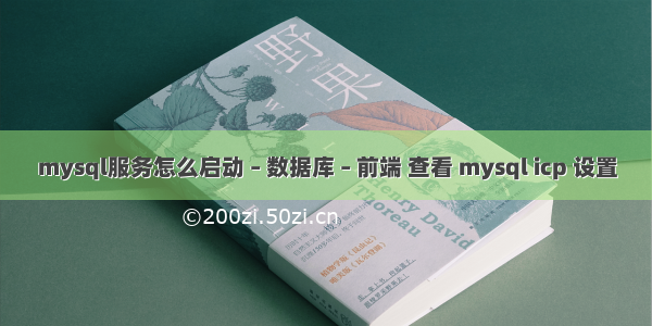 mysql服务怎么启动 – 数据库 – 前端 查看 mysql icp 设置