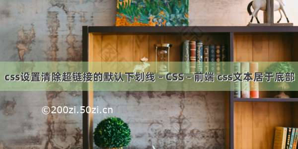 css设置清除超链接的默认下划线 – CSS – 前端 css文本居于底部