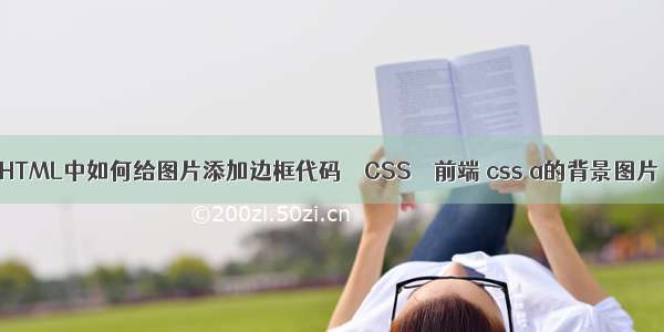 HTML中如何给图片添加边框代码 – CSS – 前端 css a的背景图片