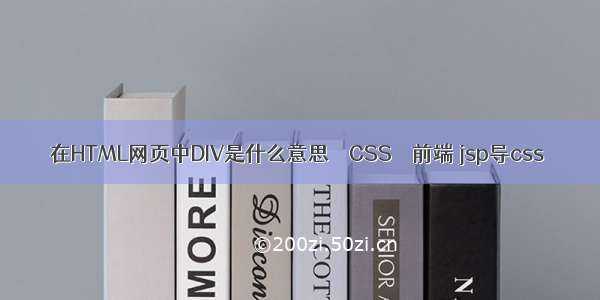 在HTML网页中DIV是什么意思 – CSS – 前端 jsp导css