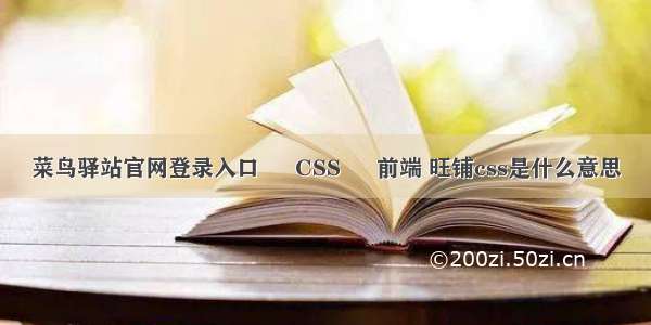 菜鸟驿站官网登录入口 – CSS – 前端 旺铺css是什么意思