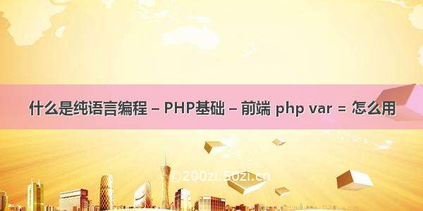 什么是纯语言编程 – PHP基础 – 前端 php var = 怎么用