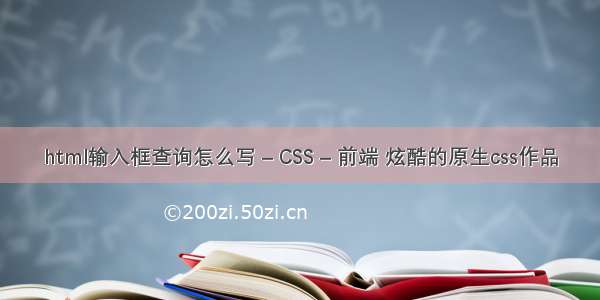 html输入框查询怎么写 – CSS – 前端 炫酷的原生css作品