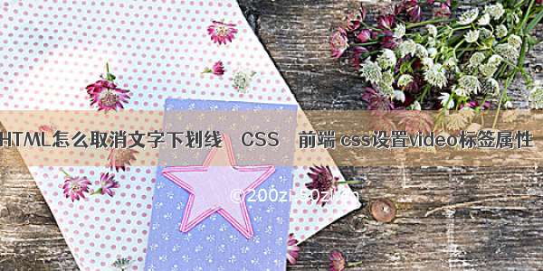 HTML怎么取消文字下划线 – CSS – 前端 css设置video标签属性