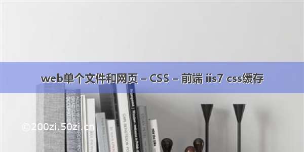 web单个文件和网页 – CSS – 前端 iis7 css缓存