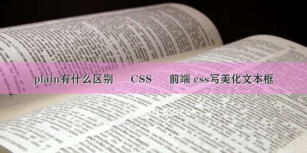 plain有什么区别 – CSS – 前端 css写美化文本框