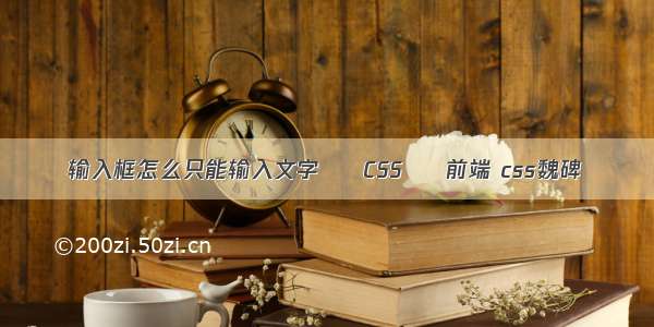 输入框怎么只能输入文字 – CSS – 前端 css魏碑