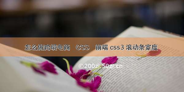 怎么做跨境电商 – CSS – 前端 css3 滚动条宽度