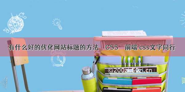 有什么好的优化网站标题的方法 – CSS – 前端 css文字同行