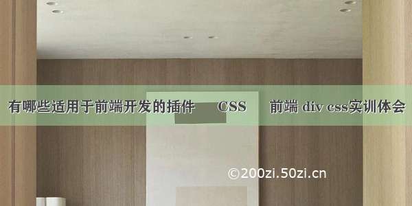 有哪些适用于前端开发的插件 – CSS – 前端 div css实训体会