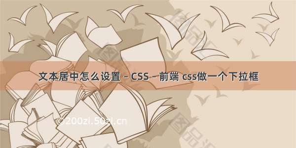 文本居中怎么设置 – CSS – 前端 css做一个下拉框