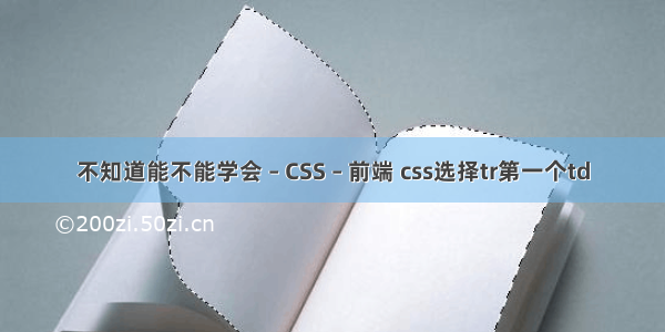 不知道能不能学会 – CSS – 前端 css选择tr第一个td