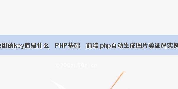 数组的key值是什么 – PHP基础 – 前端 php自动生成图片验证码实例