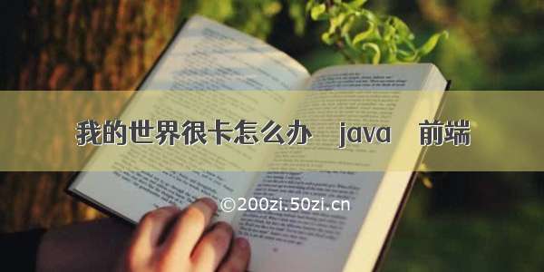 我的世界很卡怎么办 – java – 前端