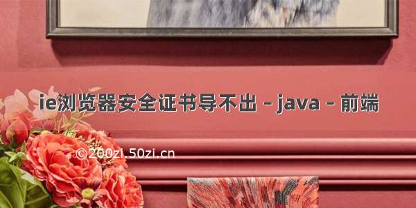 ie浏览器安全证书导不出 – java – 前端