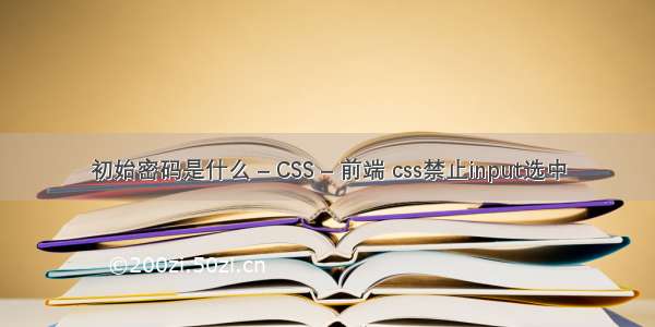 初始密码是什么 – CSS – 前端 css禁止input选中