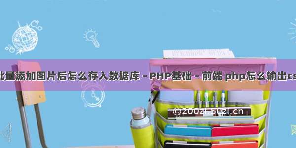 批量添加图片后怎么存入数据库 – PHP基础 – 前端 php怎么输出css