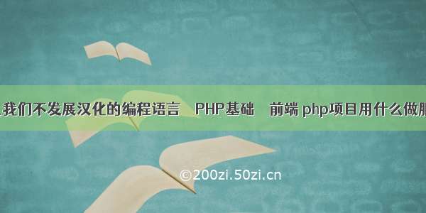 为什么我们不发展汉化的编程语言 – PHP基础 – 前端 php项目用什么做服务器