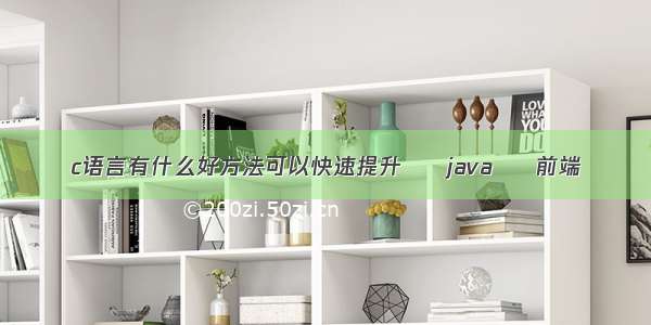 c语言有什么好方法可以快速提升 – java – 前端