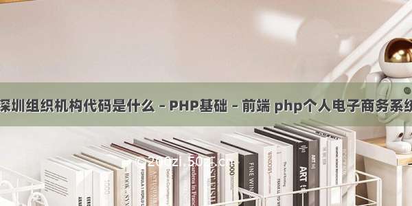 深圳组织机构代码是什么 – PHP基础 – 前端 php个人电子商务系统