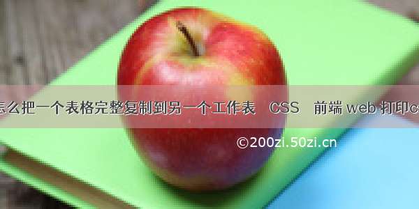 Excel怎么把一个表格完整复制到另一个工作表 – CSS – 前端 web 打印css样式