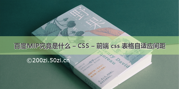 百度MIP究竟是什么 – CSS – 前端 css 表格自适应间距