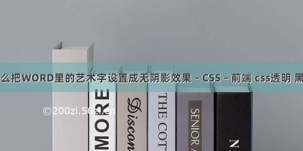 怎么把WORD里的艺术字设置成无阴影效果 – CSS – 前端 css透明 黑的