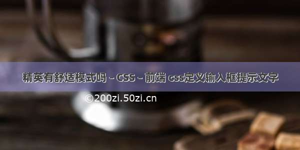 精英有舒适模式吗 – CSS – 前端 css定义输入框提示文字